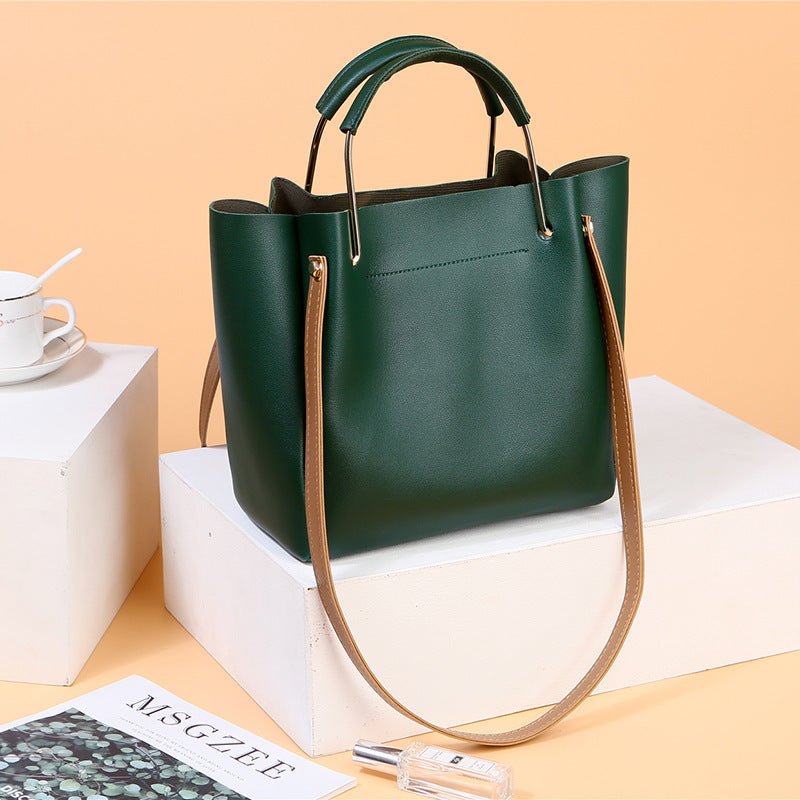Bag Women Summer New Korean Pure Color Women's Handbag Metal Handle Leisure Shoulder Bag Women's Bag - Topezmart
