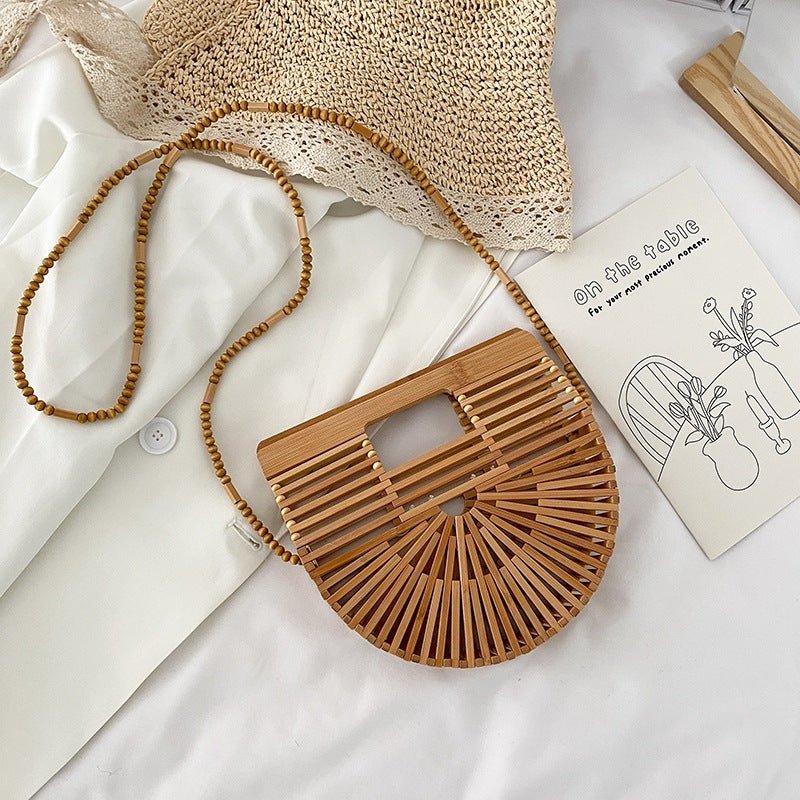 Bamboo Woven Bag Rattan Creative Beach Handbag Women - Topezmart