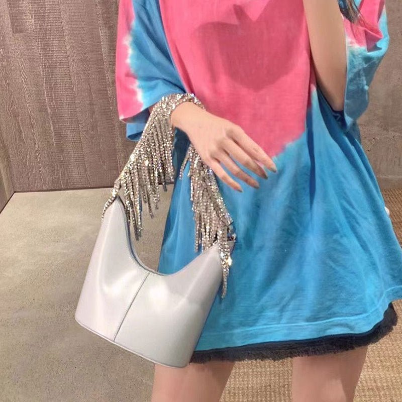 Bucket Package Super With Drill Single Shoulder Handbag For Women - Topezmart