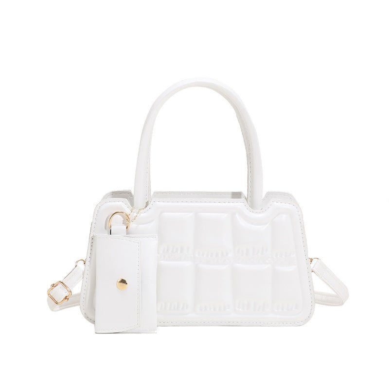 Candy Color Shoulder Bag With Small Wallet Fashion Grid Texture Totes Women Handbag - Topezmart