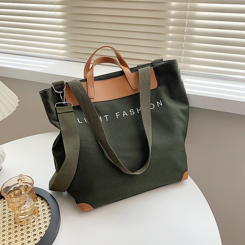 Canvas Shoulder Bag Women Ins Fashion Messenger Crossbody Bags Large Capacity Totes Handbag - Topezmart