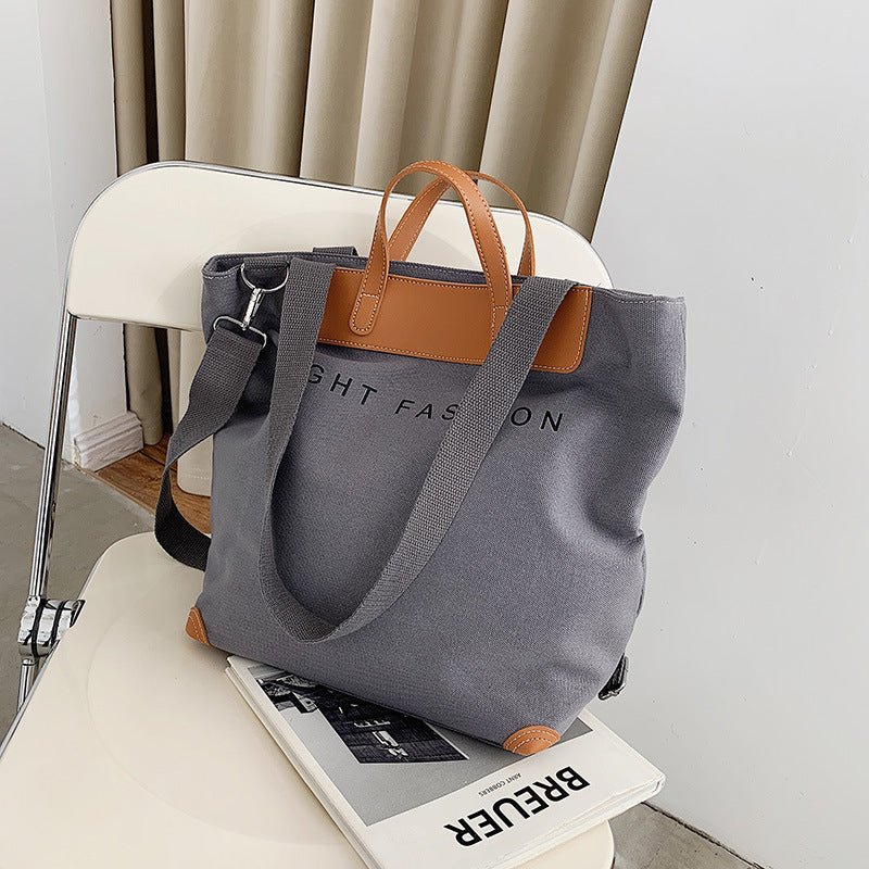 Canvas Shoulder Bag Women Ins Fashion Messenger Crossbody Bags Large Capacity Totes Handbag - Topezmart