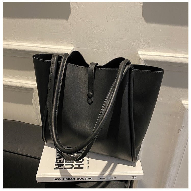 Casual Large Capacity Tote Bags For Women Fashion Solid Color Shopping Shoulder Bag With Wallet Ladies Handbag - Topezmart