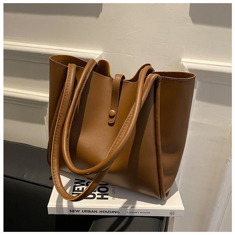 Casual Large Capacity Tote Bags For Women Fashion Solid Color Shopping Shoulder Bag With Wallet Ladies Handbag - Topezmart