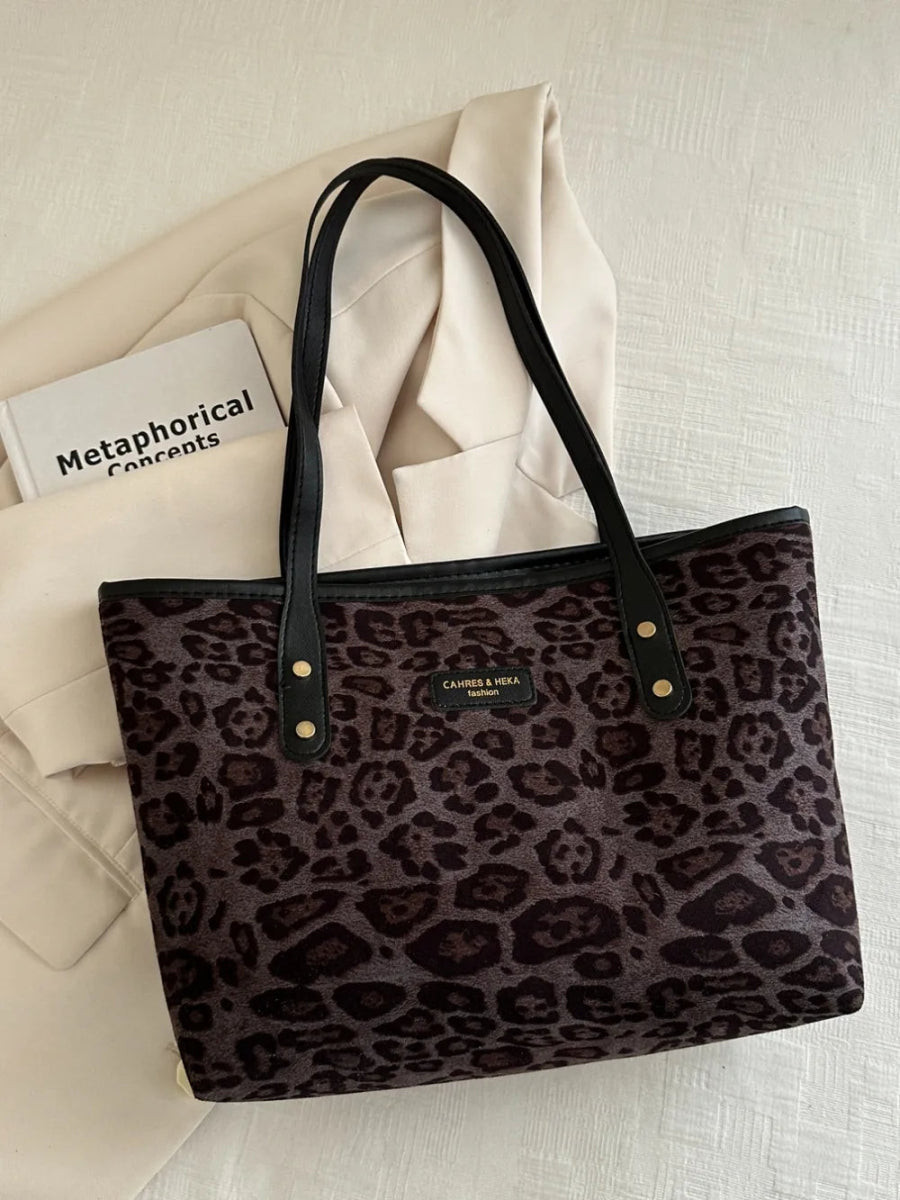 Leopard Polyester Tote Bag - Topezmart