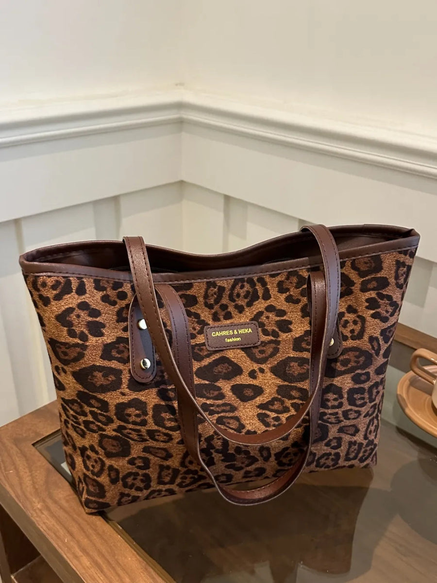 Leopard Polyester Tote Bag - Topezmart