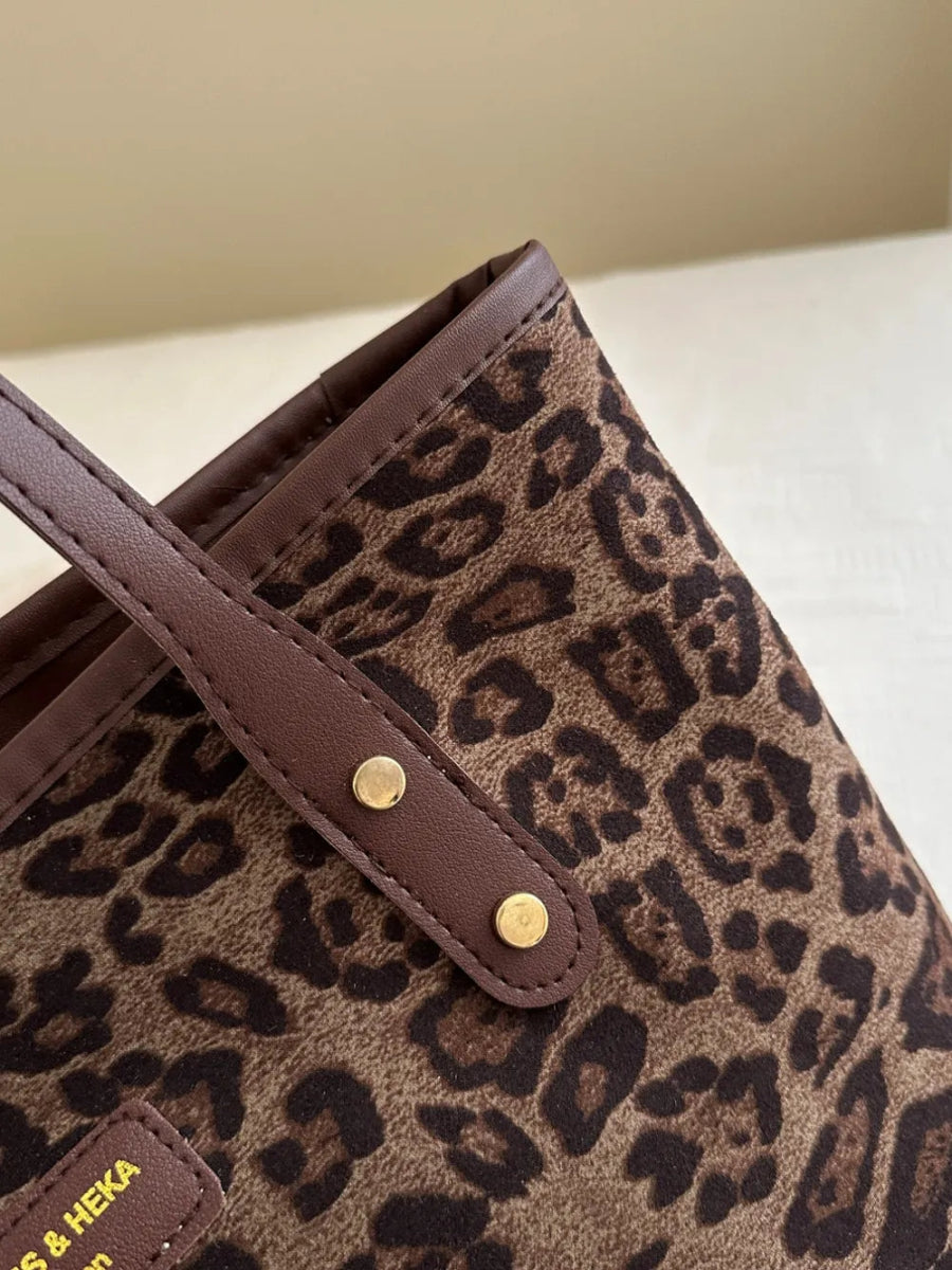 Leopard Polyester Tote Bag - Topezmart