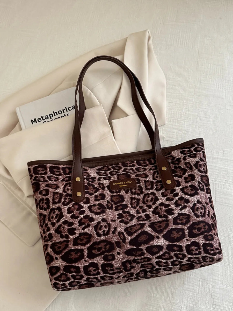 Leopard Polyester Tote Bag - Topezmart