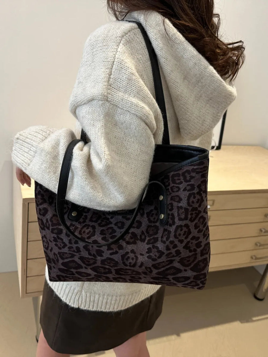 Leopard Polyester Tote Bag - Topezmart