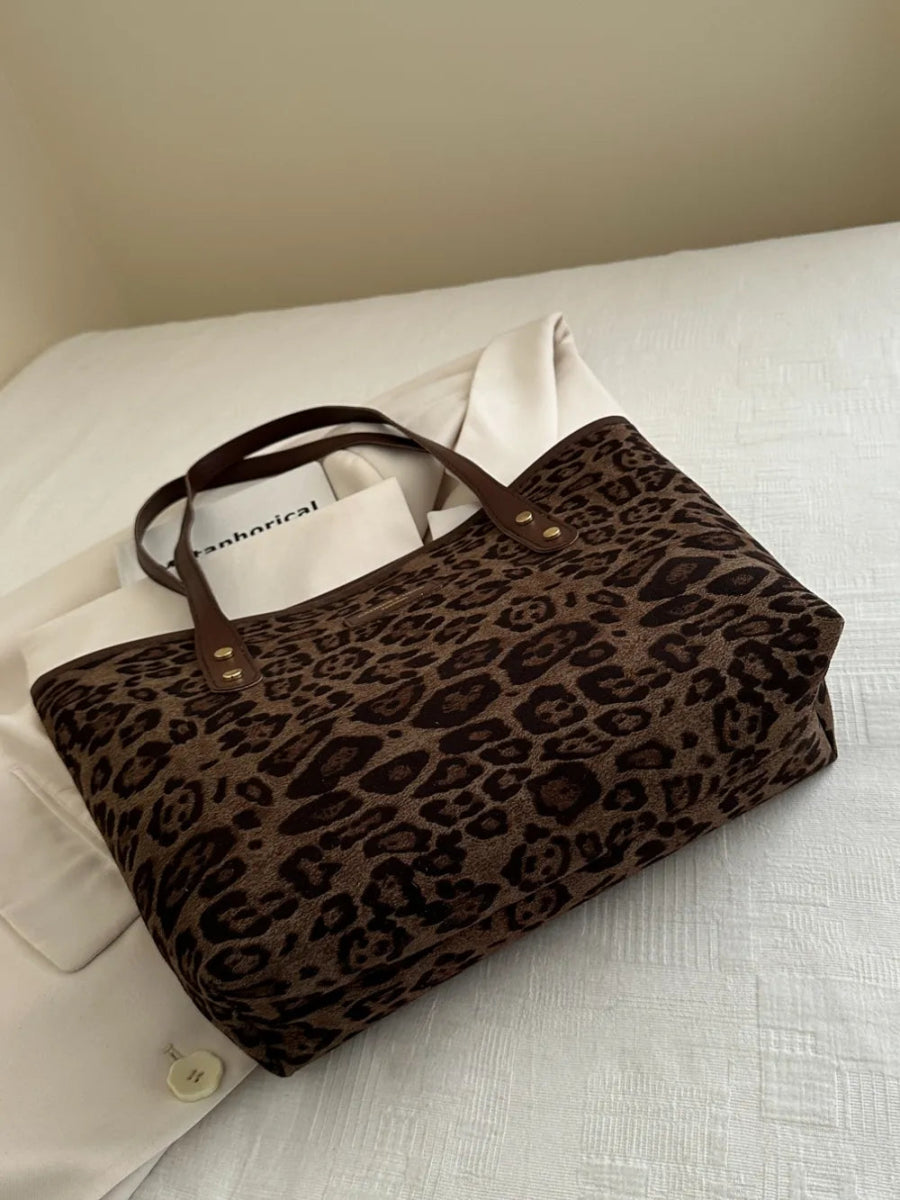 Leopard Polyester Tote Bag - Topezmart