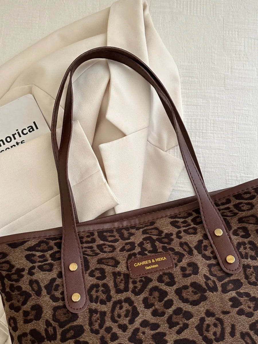 Leopard Polyester Tote Bag - Topezmart