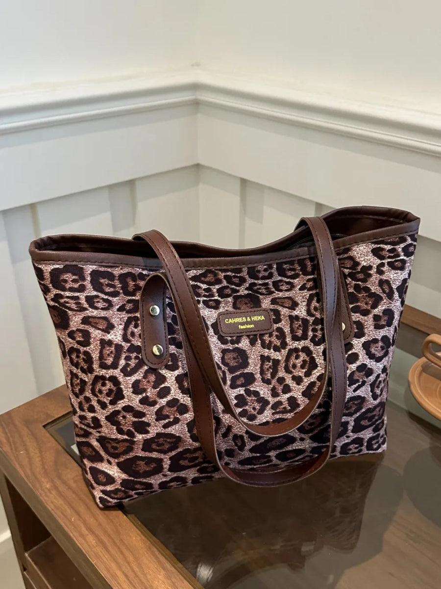 Leopard Polyester Tote Bag - Topezmart