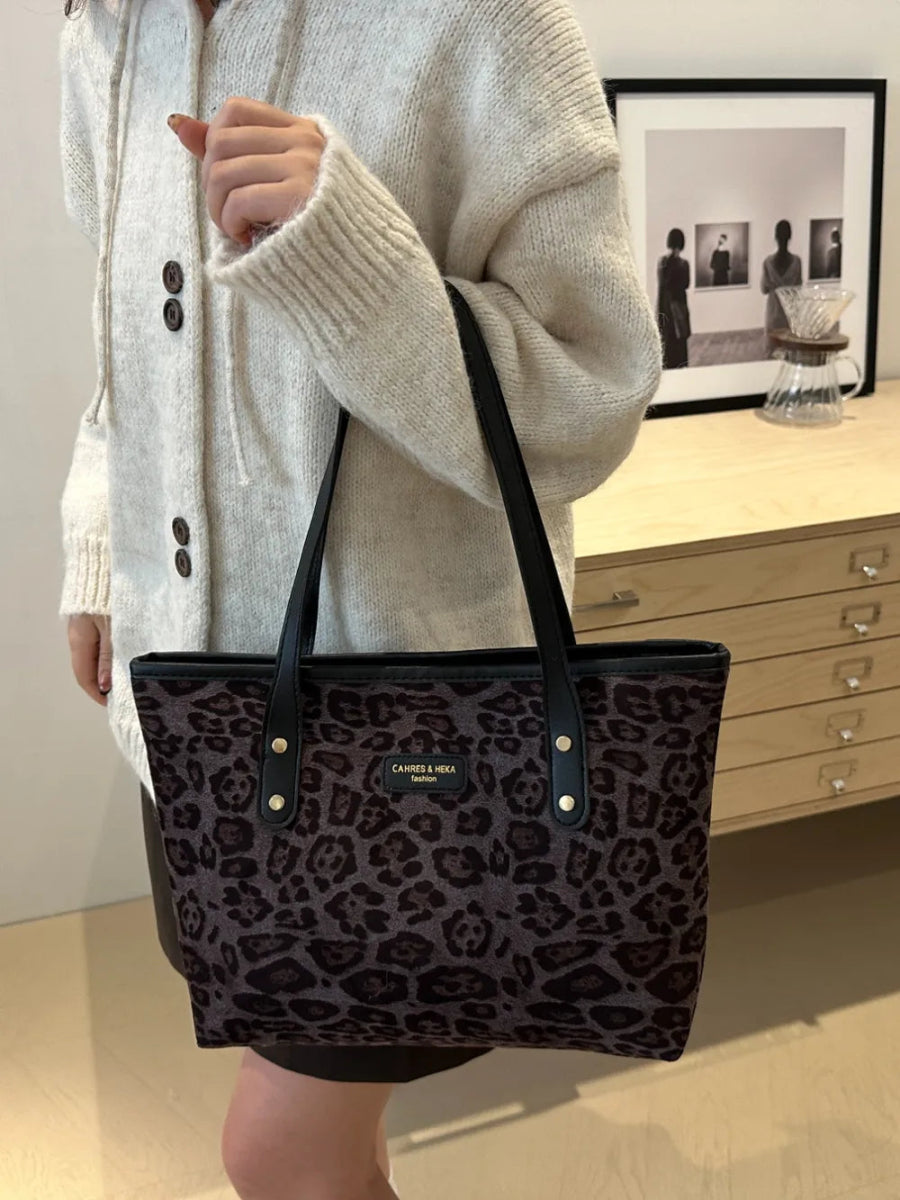 Leopard Polyester Tote Bag - Topezmart