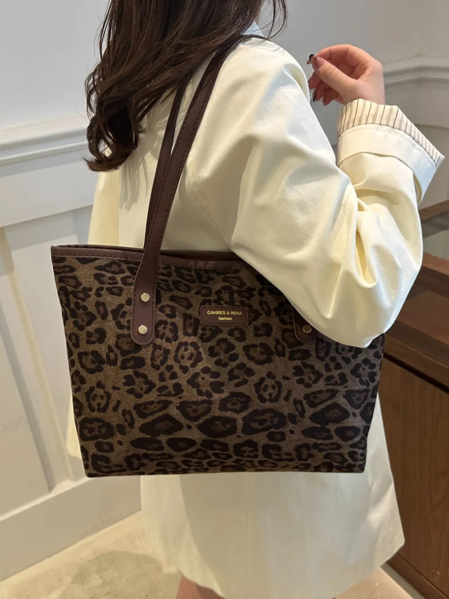 Leopard Polyester Tote Bag - Topezmart