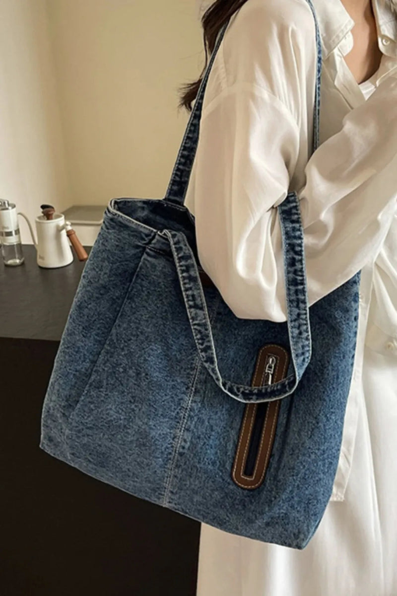 Medium Denim Tote Bag - Topezmart