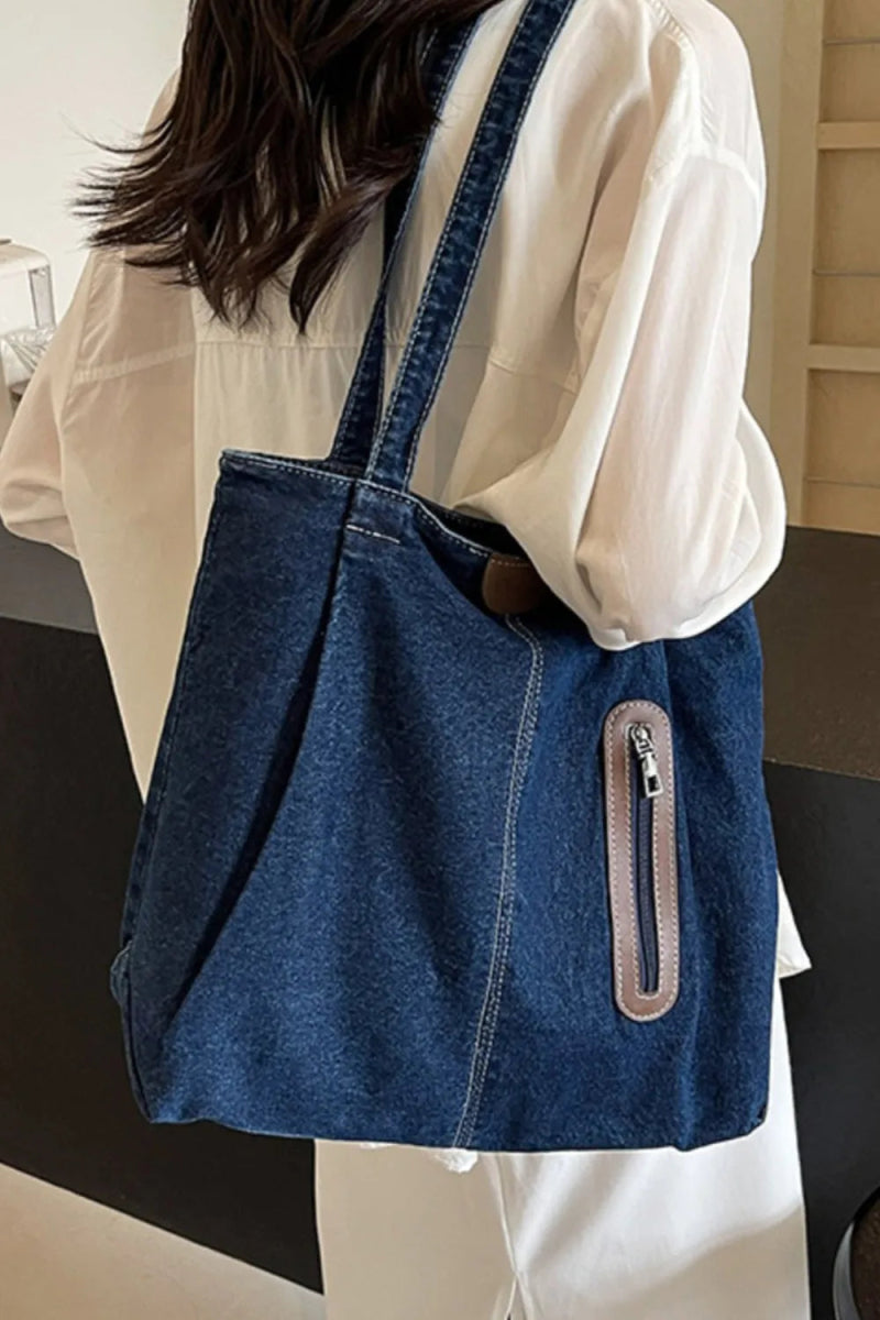 Medium Denim Tote Bag - Topezmart