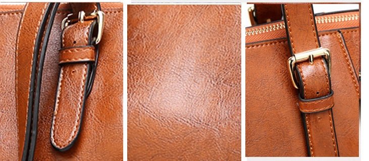 Oil Wax Leather Women Handbag Large Capacity Tote Bag - Topezmart