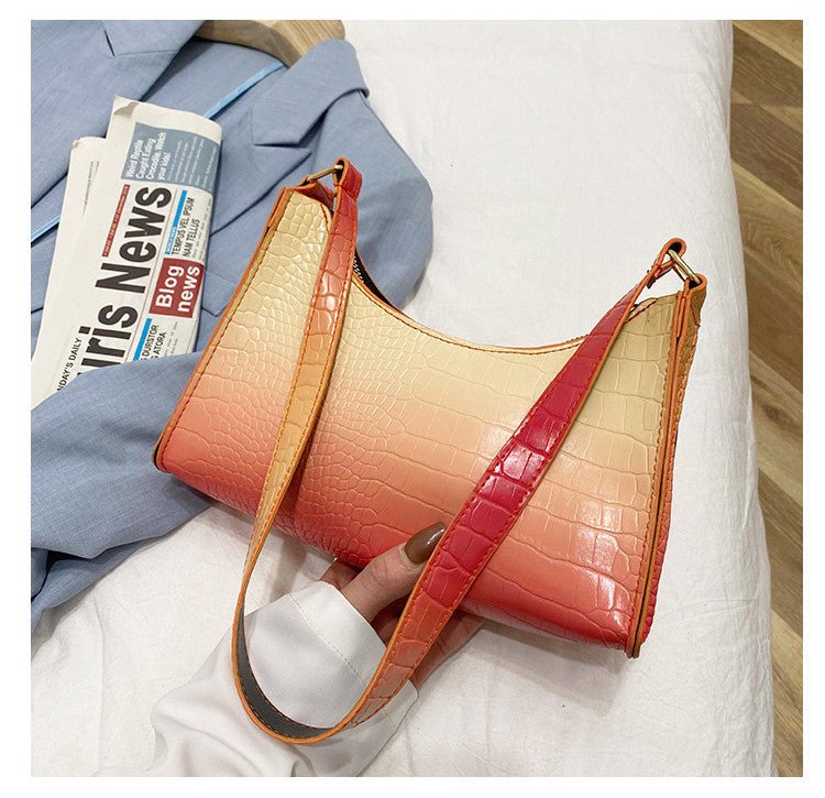 Rainbow Gradient Frog Pattern Bag Women Handbag Shoulder Arm Bag - Topezmart