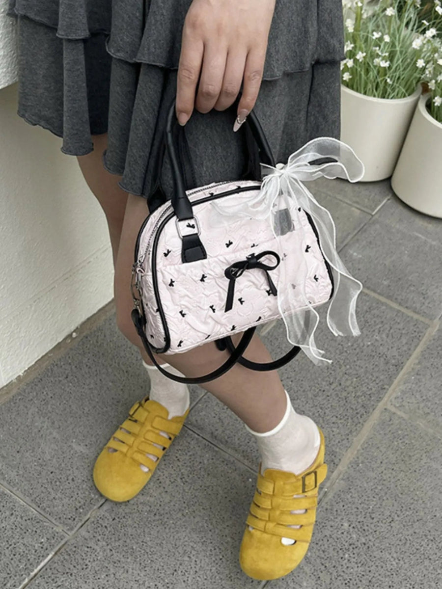 Ruched Bow Crossbody Bag - Topezmart
