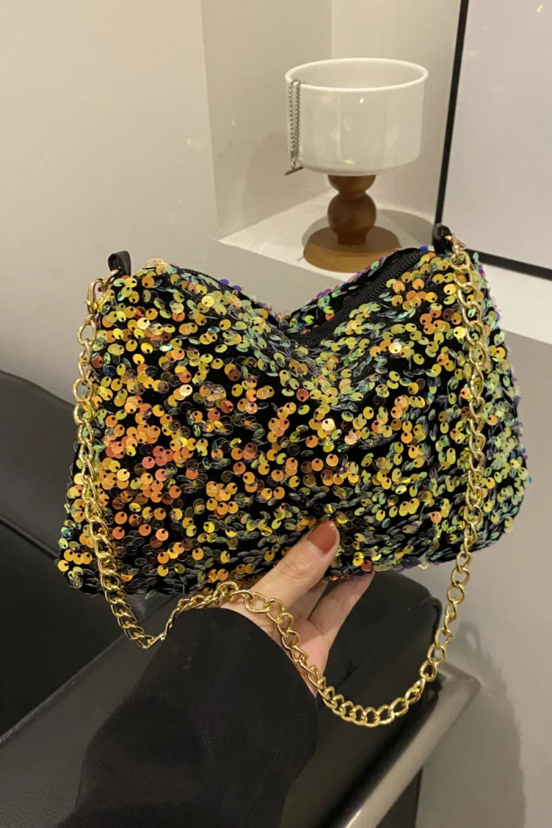 Sequin Removable Strap Shoulder Bag - Topezmart