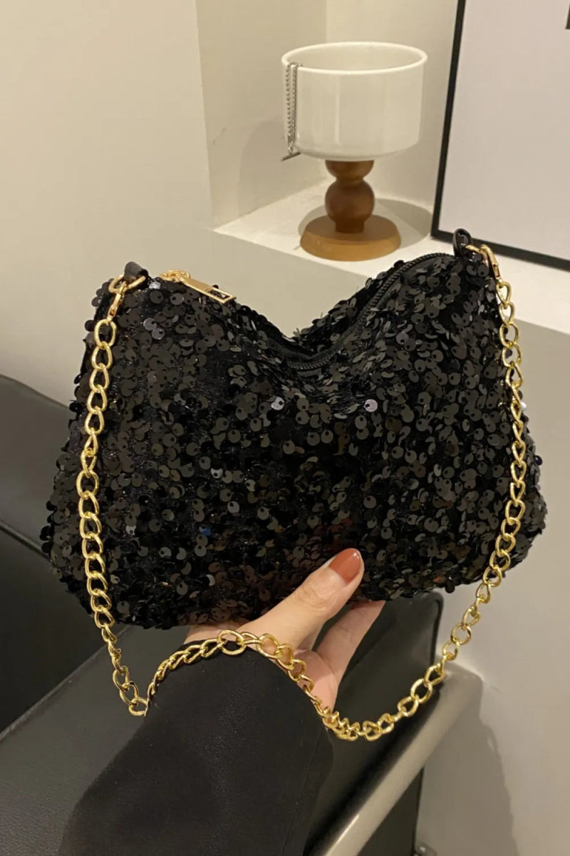 Sequin Removable Strap Shoulder Bag - Topezmart