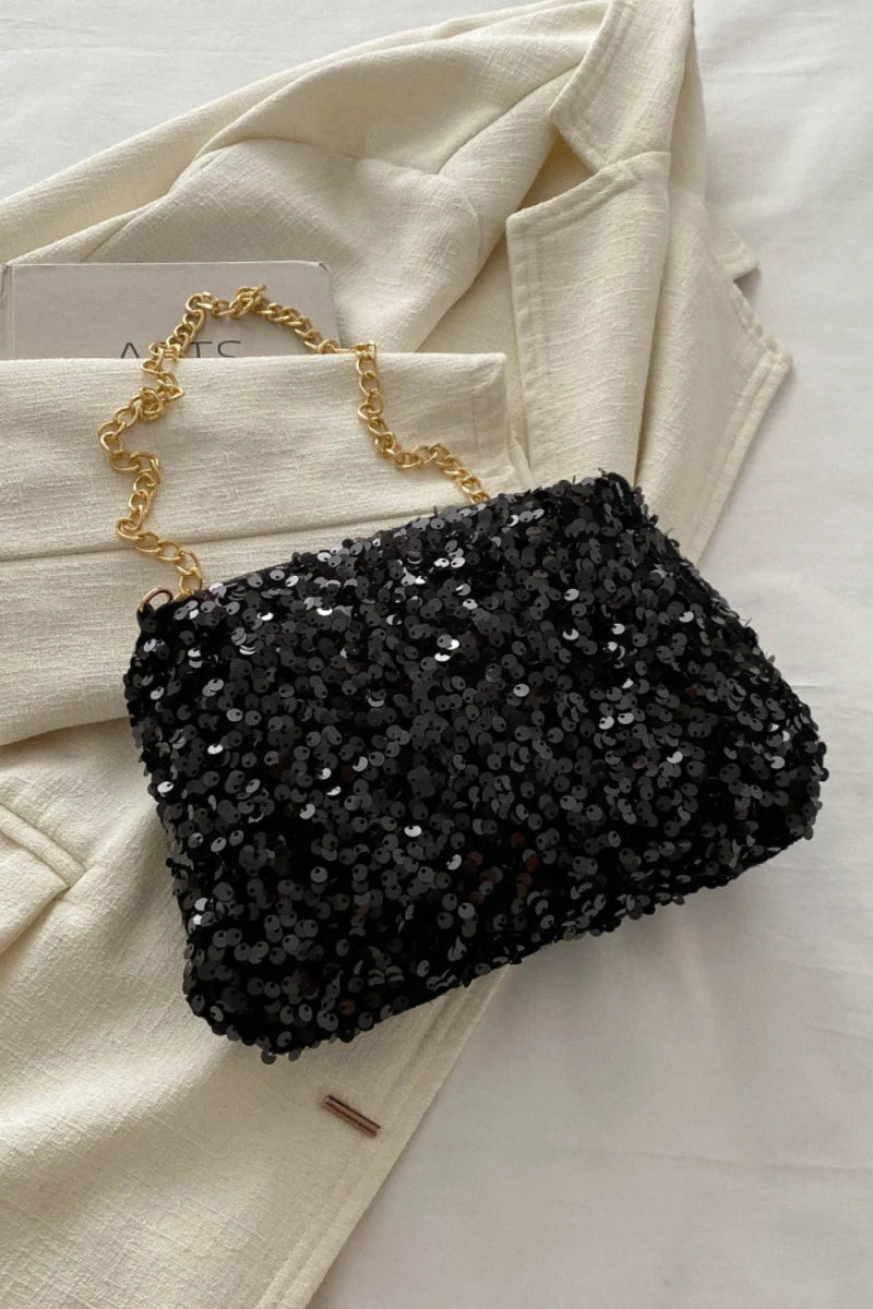 Sequin Removable Strap Shoulder Bag - Topezmart