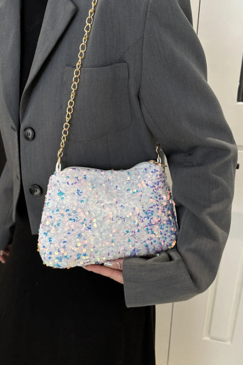 Sequin Removable Strap Shoulder Bag - Topezmart