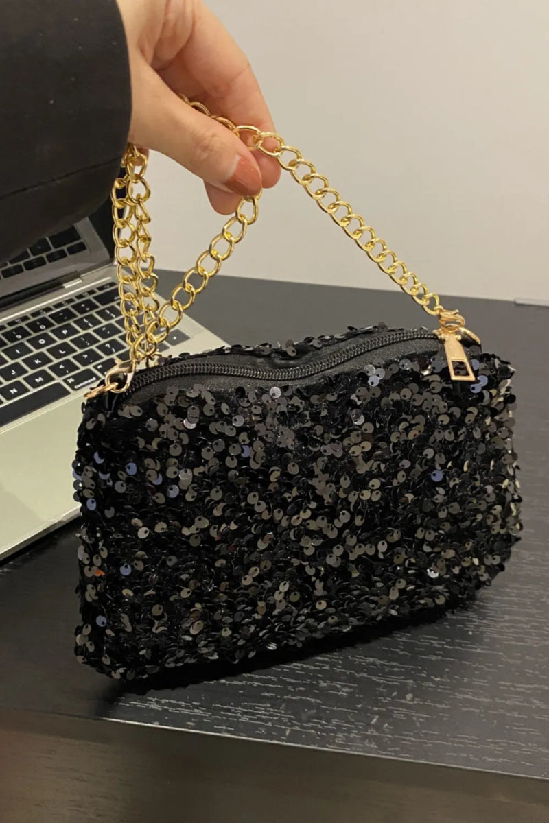 Sequin Removable Strap Shoulder Bag - Topezmart