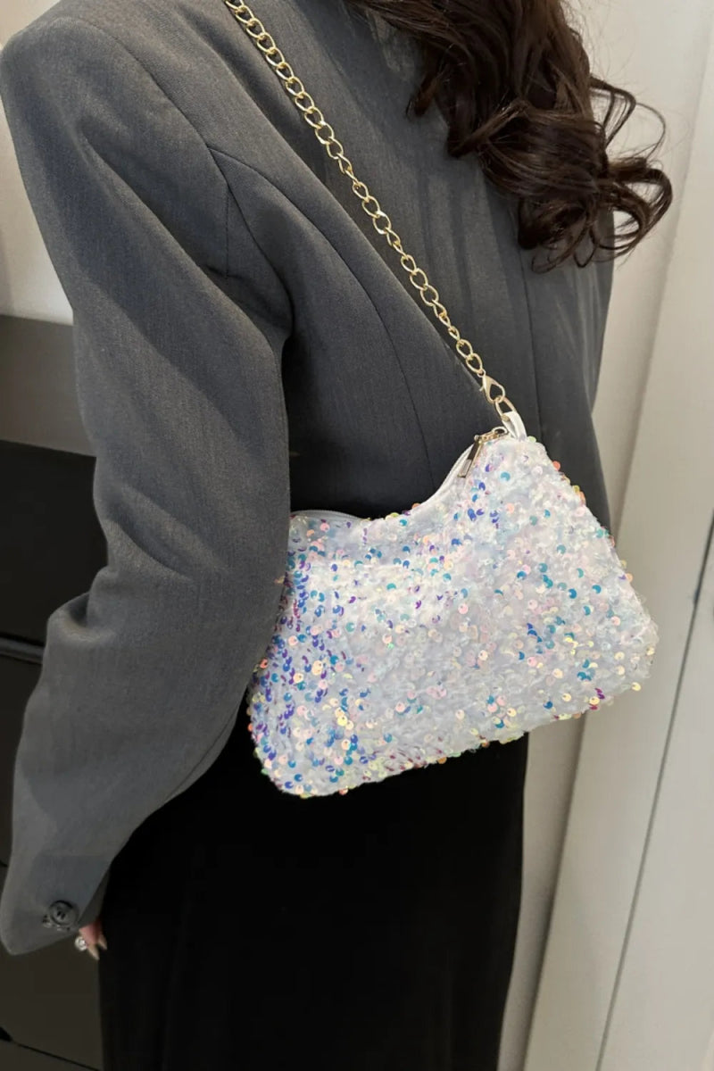 Sequin Removable Strap Shoulder Bag - Topezmart