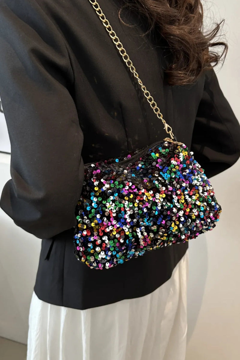 Sequin Removable Strap Shoulder Bag - Topezmart