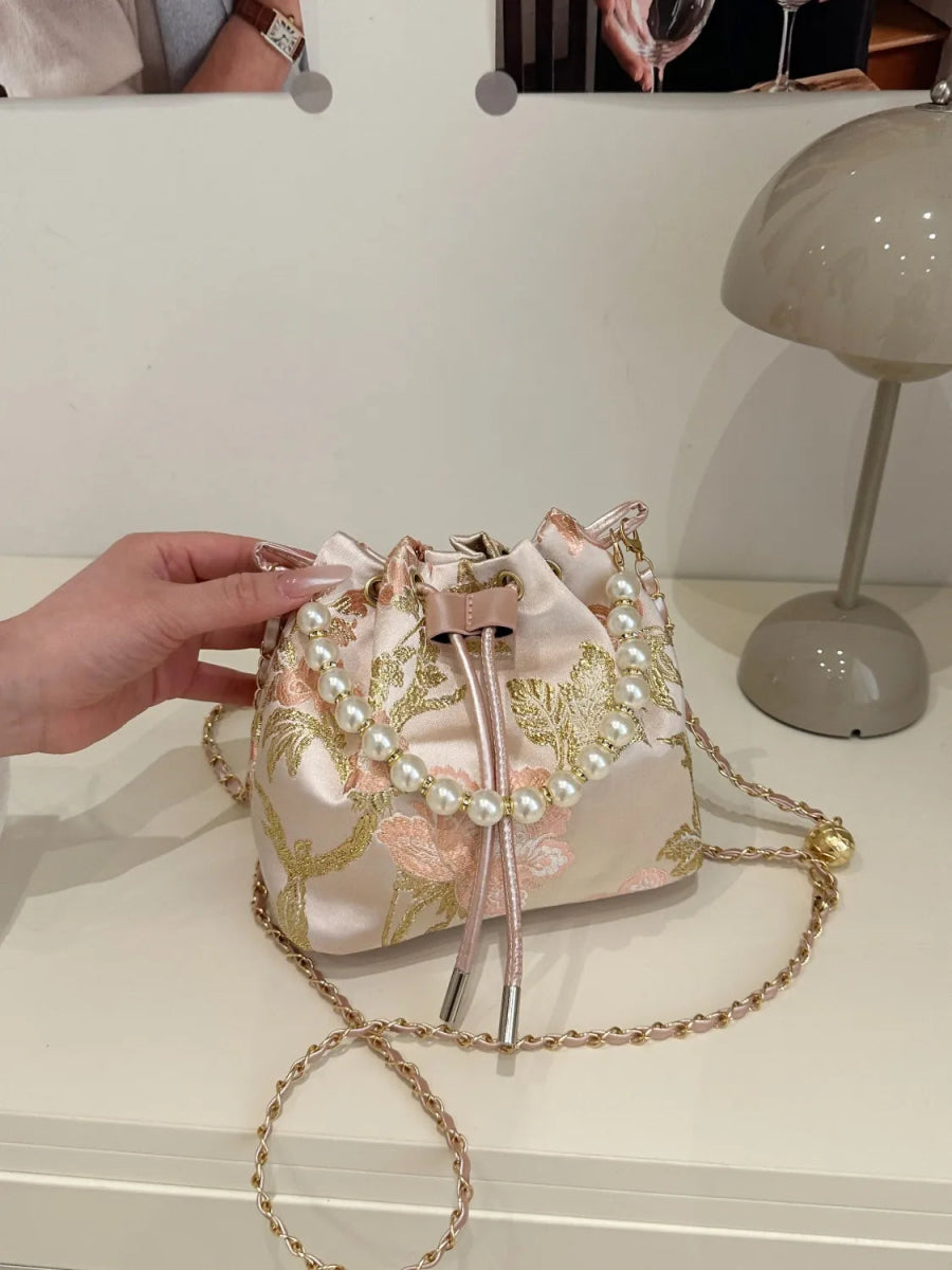 TopezMart™ Premium Drawstring Pearl Bucket Bag - Topezmart