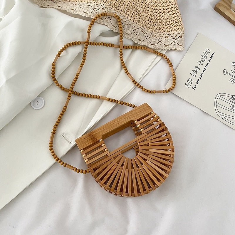 Bamboo Woven Bag Rattan Creative Beach Handbag Women - Topezmart