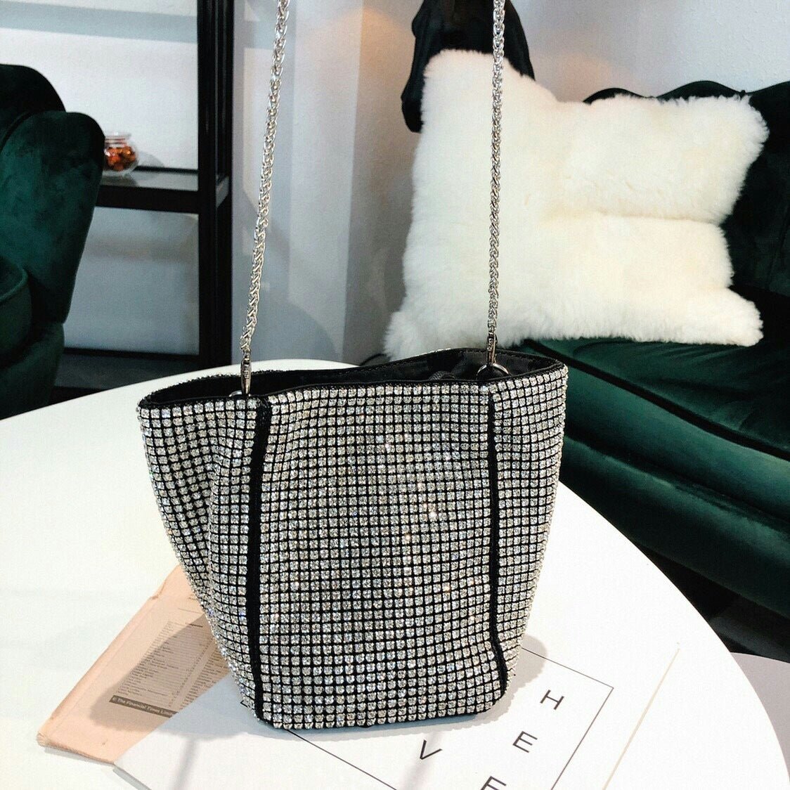 Bling Rhinestone Evening Handbag Women Luxury Fashion Diamonds Chain Shoulder Bags - Topezmart