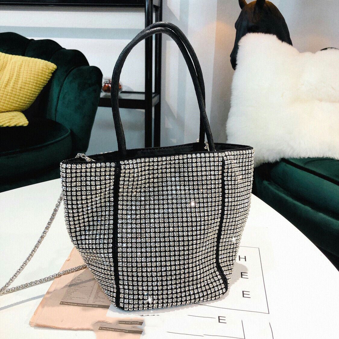 Bling Rhinestone Evening Handbag Women Luxury Fashion Diamonds Chain Shoulder Bags - Topezmart