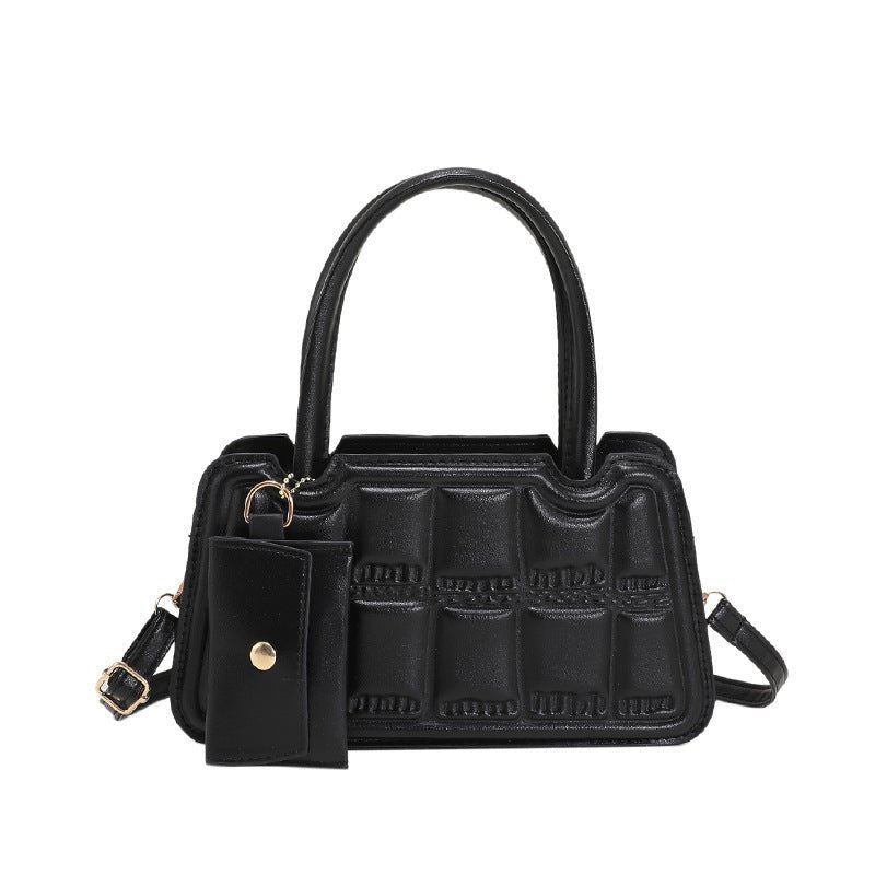 Candy Color Shoulder Bag With Small Wallet Fashion Grid Texture Totes Women Handbag - Topezmart