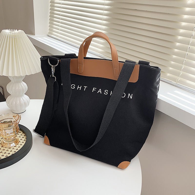Canvas Shoulder Bag Women Ins Fashion Messenger Crossbody Bags Large Capacity Totes Handbag - Topezmart