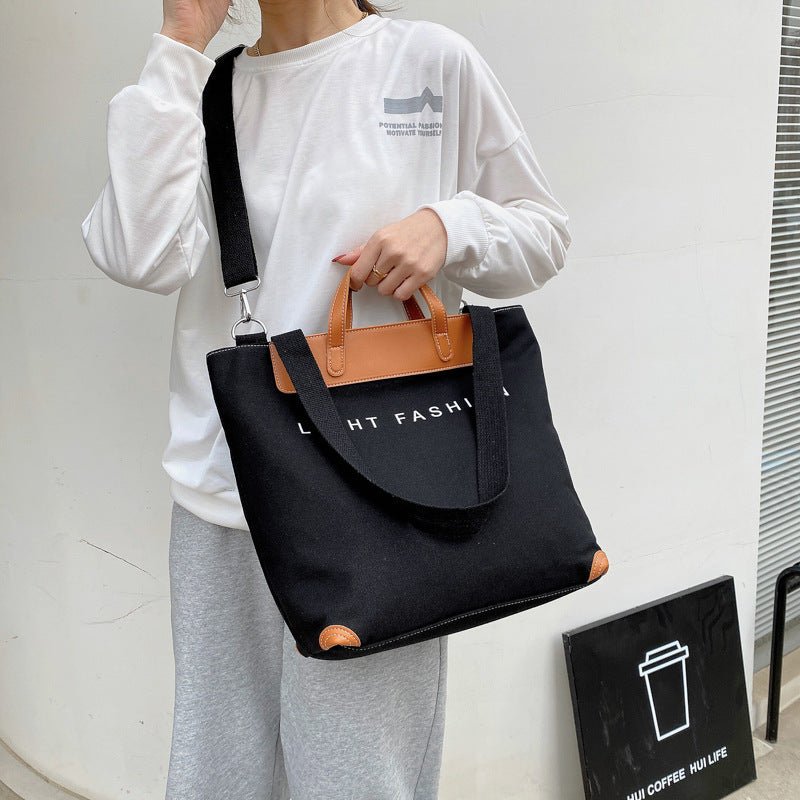 Canvas Shoulder Bag Women Ins Fashion Messenger Crossbody Bags Large Capacity Totes Handbag - Topezmart