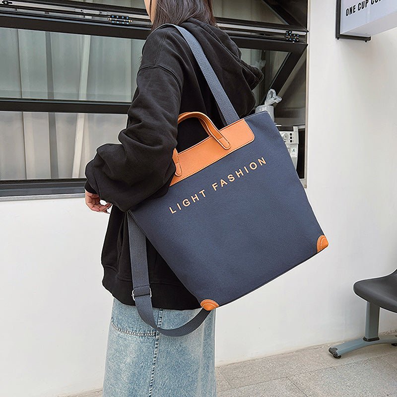 Canvas Shoulder Bag Women Ins Fashion Messenger Crossbody Bags Large Capacity Totes Handbag - Topezmart