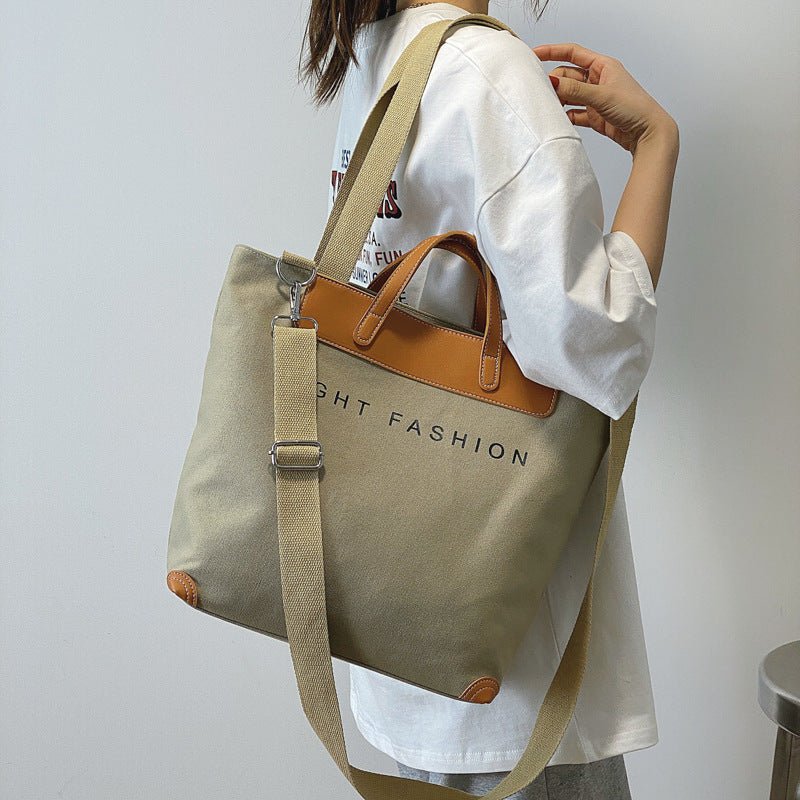 Canvas Shoulder Bag Women Ins Fashion Messenger Crossbody Bags Large Capacity Totes Handbag - Topezmart