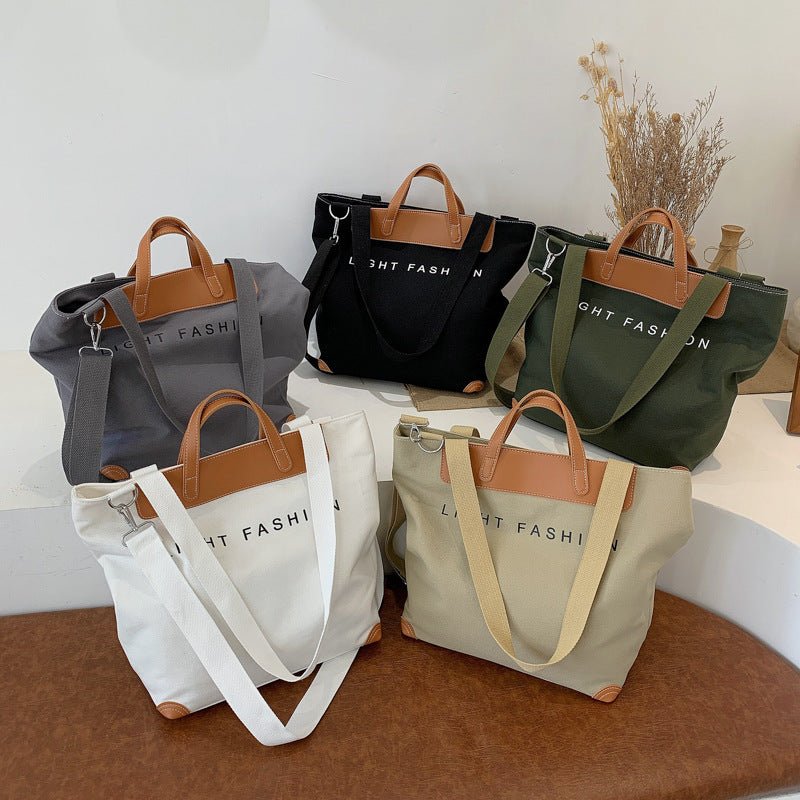 Canvas Shoulder Bag Women Ins Fashion Messenger Crossbody Bags Large Capacity Totes Handbag - Topezmart