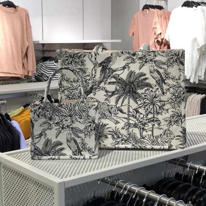 Casual Embroidery Canvas Handbag Women Large Capacity Handle Bag - Topezmart