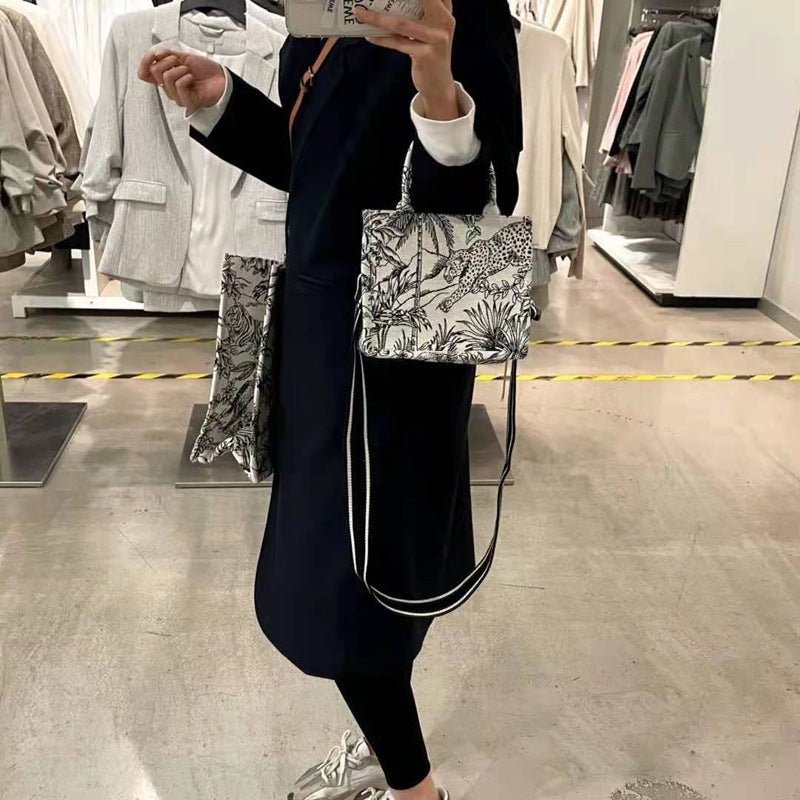 Casual Embroidery Canvas Handbag Women Large Capacity Handle Bag - Topezmart