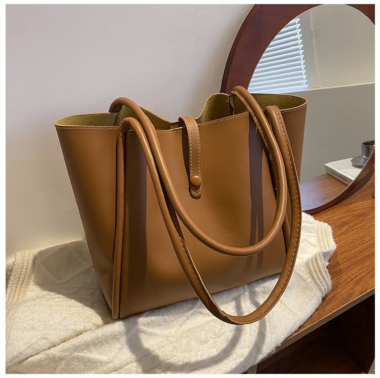 Casual Large Capacity Tote Bags For Women Fashion Solid Color Shopping Shoulder Bag With Wallet Ladies Handbag - Topezmart