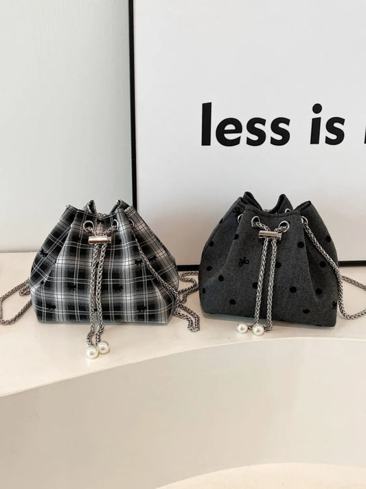 Chain Drawstring Bucket Bag - Topezmart