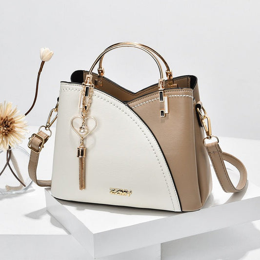 Color Block Handbag Love Tassel Decor Crossbody Bags For Women - Topezmart