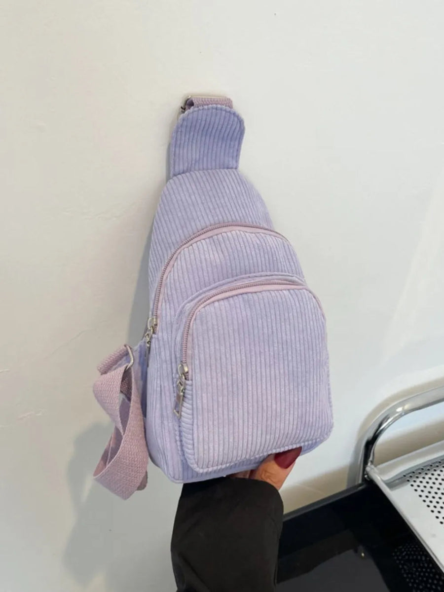 Corduroy Solid Color Crossbody Bag - Topezmart