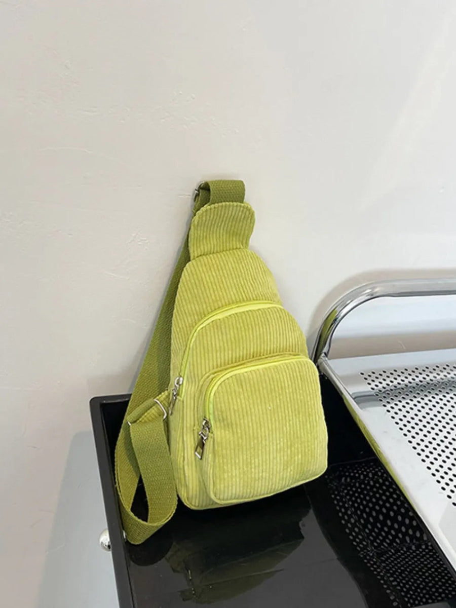 Corduroy Solid Color Crossbody Bag - Topezmart