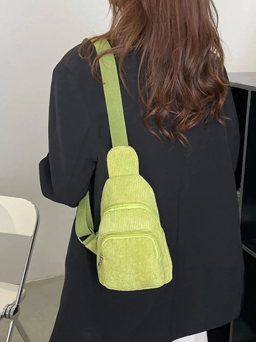 Corduroy Solid Color Crossbody Bag - Topezmart
