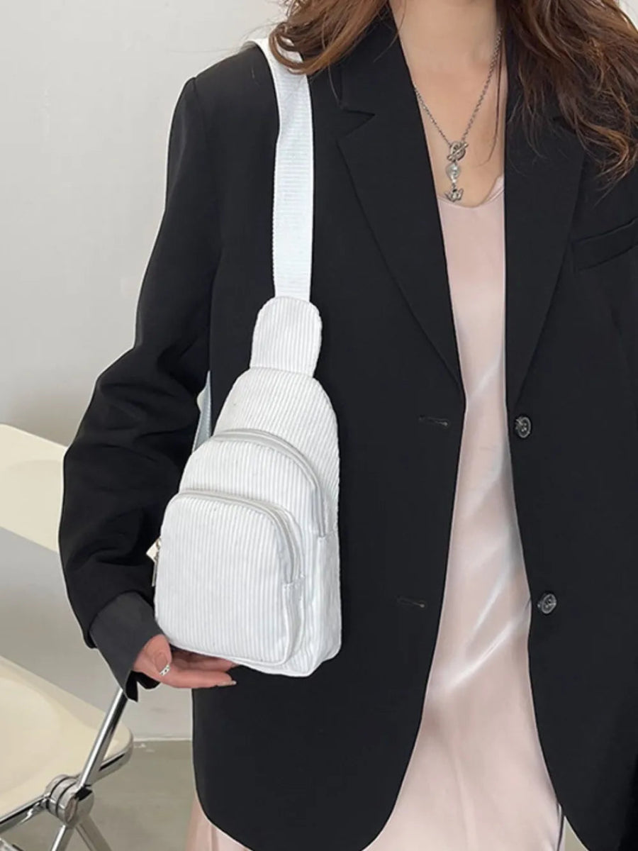 Corduroy Solid Color Crossbody Bag - Topezmart