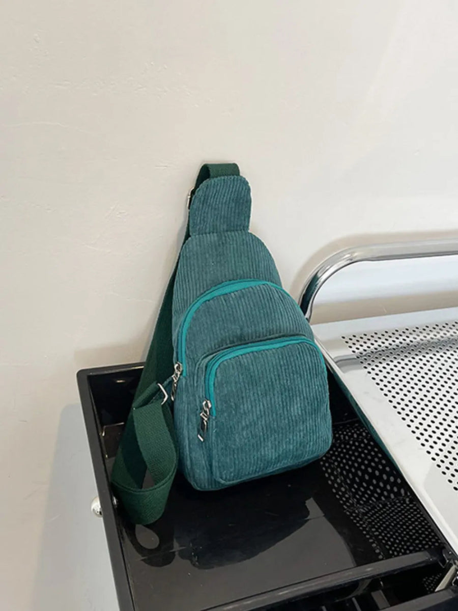 Corduroy Solid Color Crossbody Bag - Topezmart